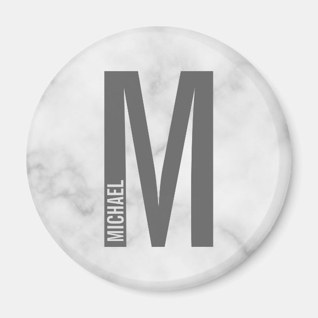 Modernes Personalisiertes Fettmonogramm und Name Magnet (Vorne)