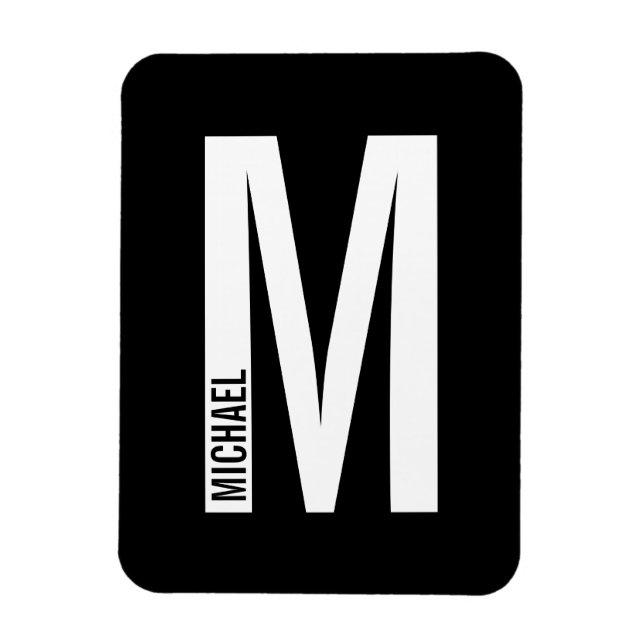 Modernes Personalisiertes Fettmonogramm und Name Magnet (Vertikal)