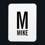 Modernes Personalisiertes Fettmonogramm und Name Magnet<br><div class="desc">Modernes Schwarz-Weiß-Monogramm-Design mit personalisiertem Monogramm und Namen im modernen fett formatierten Sans Serif Schriftart Stil.</div>