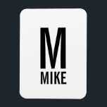 Modernes Personalisiertes Fettmonogramm und Name Magnet<br><div class="desc">Modernes Schwarz-Weiß-Monogramm-Design mit personalisiertem Monogramm und Namen im modernen fett formatierten Sans Serif Schriftart Stil.</div>
