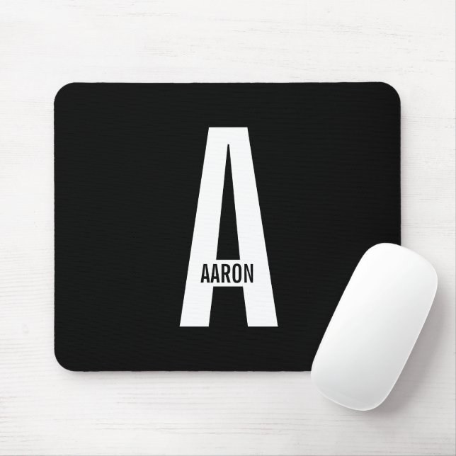 Modernes Personalisiertes Fettmonogramm und Name Mousepad (Mit Mouse)