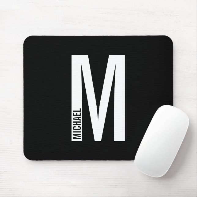 Modernes Personalisiertes Fettmonogramm und Name Mousepad (Mit Mouse)