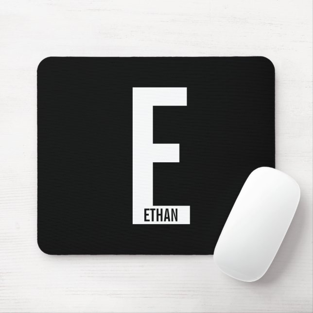 Modernes Personalisiertes Fettmonogramm und Name Mousepad (Mit Mouse)
