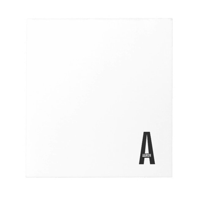 Modernes Personalisiertes Fettmonogramm und Name Notizblock (Vorderseite)