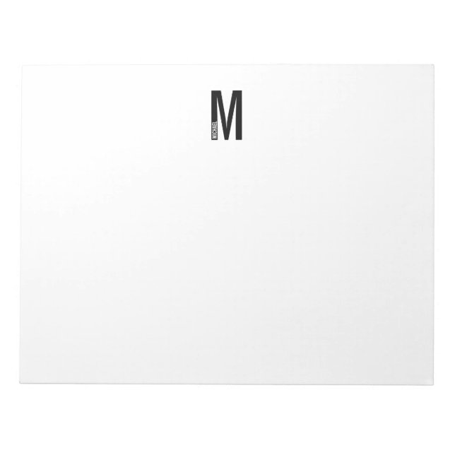 Modernes Personalisiertes Fettmonogramm und Name Notizblock (Vorderseite)