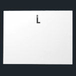 Modernes Personalisiertes Fettmonogramm und Name Notizblock<br><div class="desc">Modernes Monogram Design mit personalisiertem Monogramm-Buchstaben "L" und Namen im modernen fett formatierten Sans Serif Schriftart Stil.</div>