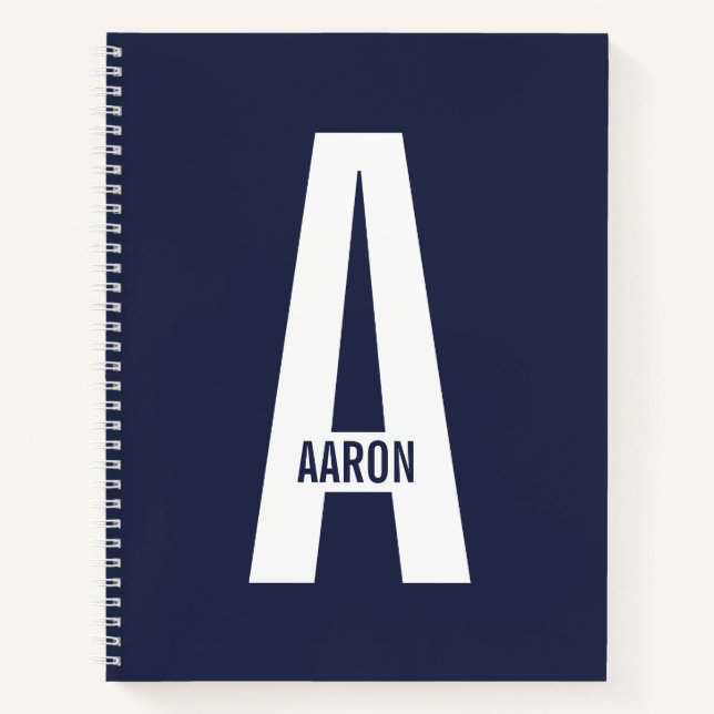 Modernes Personalisiertes Fettmonogramm und Name Notizbuch (Vorderseite)