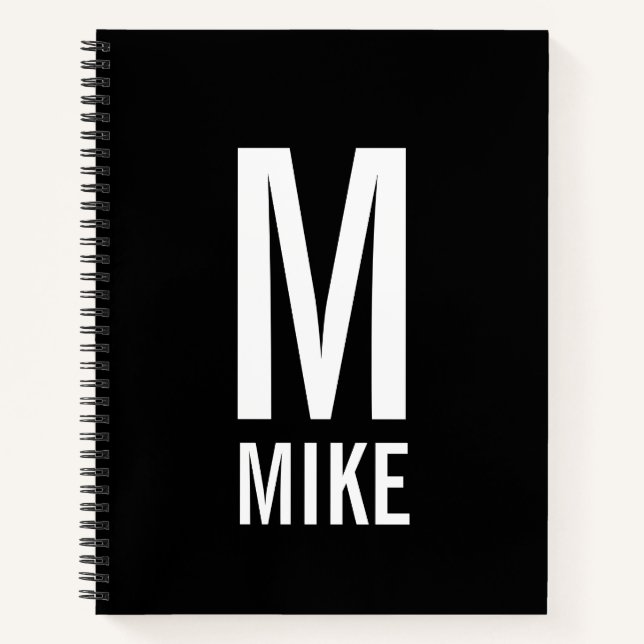 Modernes Personalisiertes Fettmonogramm und Name Notizbuch (Vorderseite)