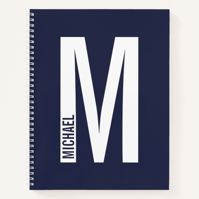 Modernes Personalisiertes Fettmonogramm und Name Notizbuch (Vorderseite)