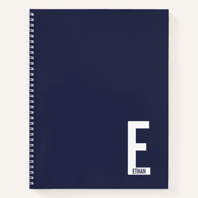 Modernes Personalisiertes Fettmonogramm und Name Notizbuch (Vorderseite)