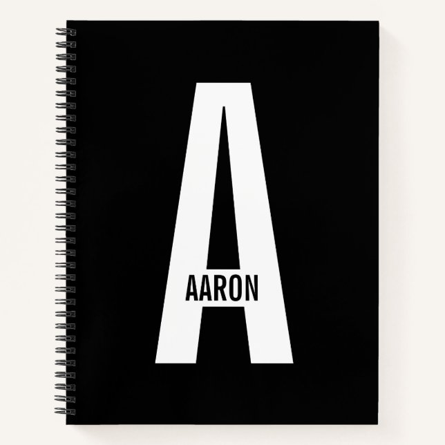 Modernes Personalisiertes Fettmonogramm und Name Notizbuch (Vorderseite)