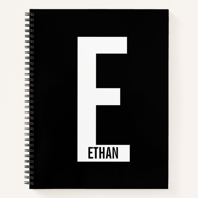 Modernes Personalisiertes Fettmonogramm und Name Notizbuch (Vorderseite)