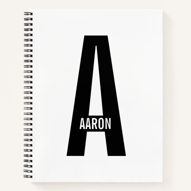 Modernes Personalisiertes Fettmonogramm und Name Notizbuch (Vorderseite)