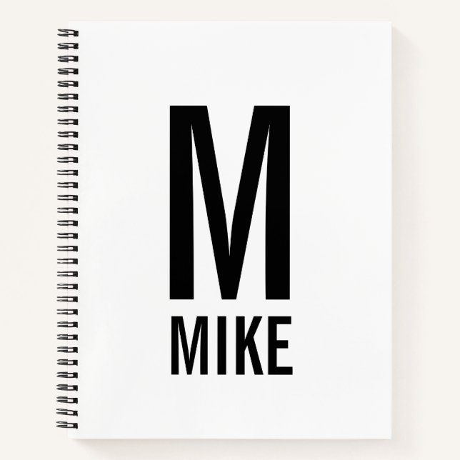 Modernes Personalisiertes Fettmonogramm und Name Notizbuch (Vorderseite)