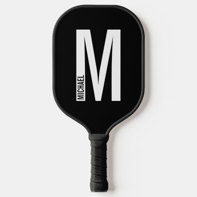 Modernes Personalisiertes Fettmonogramm und Name Pickleball Schläger (Vorderseite)