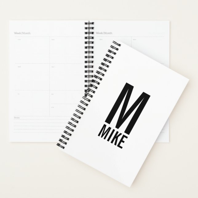 Modernes Personalisiertes Fettmonogramm und Name Planer (Anzeige)