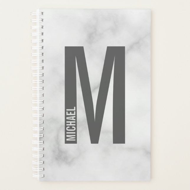 Modernes Personalisiertes Fettmonogramm und Name Planer (Vorderseite)