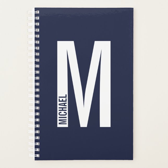 Modernes Personalisiertes Fettmonogramm und Name Planer (Vorderseite)