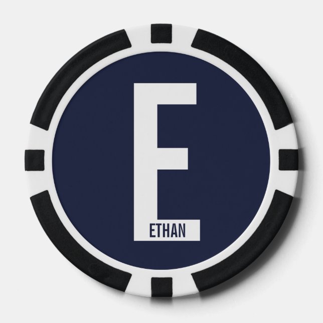 Modernes Personalisiertes Fettmonogramm und Name Pokerchips (Vorderseite)