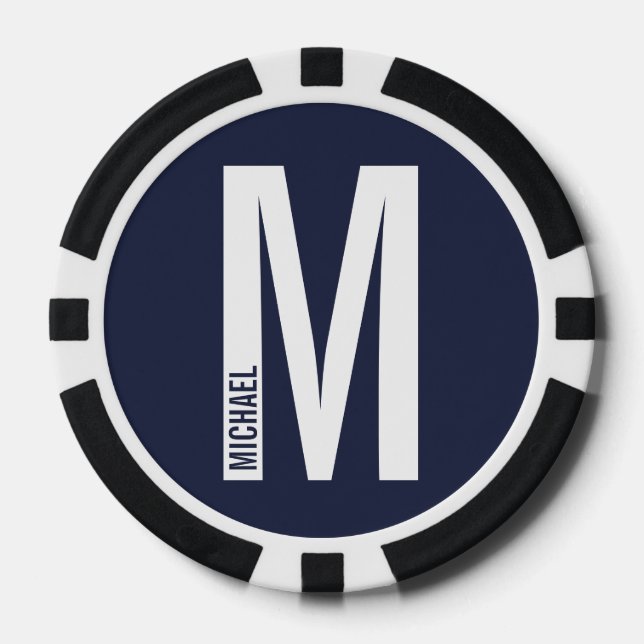 Modernes Personalisiertes Fettmonogramm und Name Pokerchips (Vorderseite)