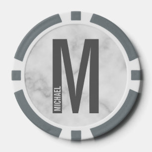 Modernes Personalisiertes Fettmonogramm und Name Pokerchips