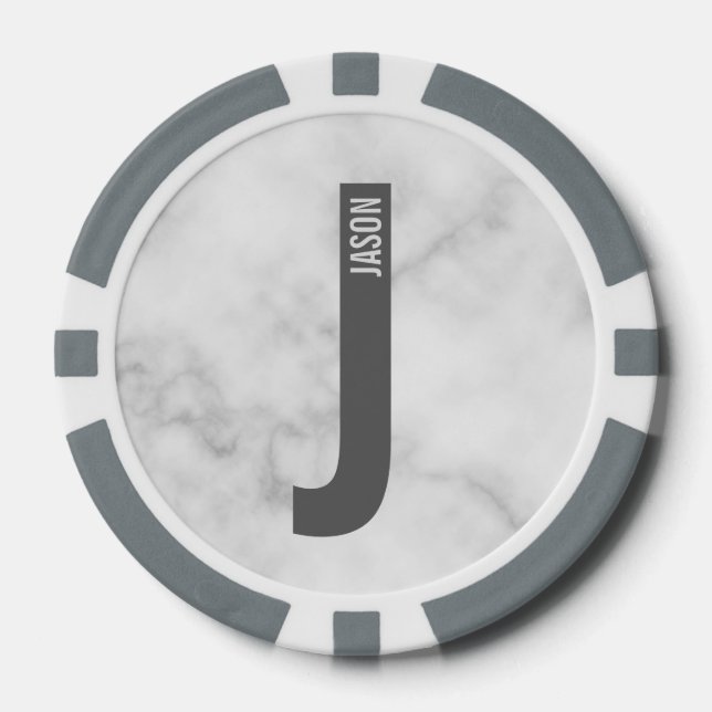 Modernes Personalisiertes Fettmonogramm und Name Pokerchips (Vorderseite)