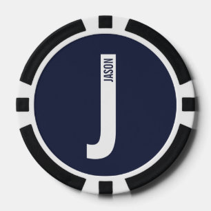 Modernes Personalisiertes Fettmonogramm und Name Pokerchips