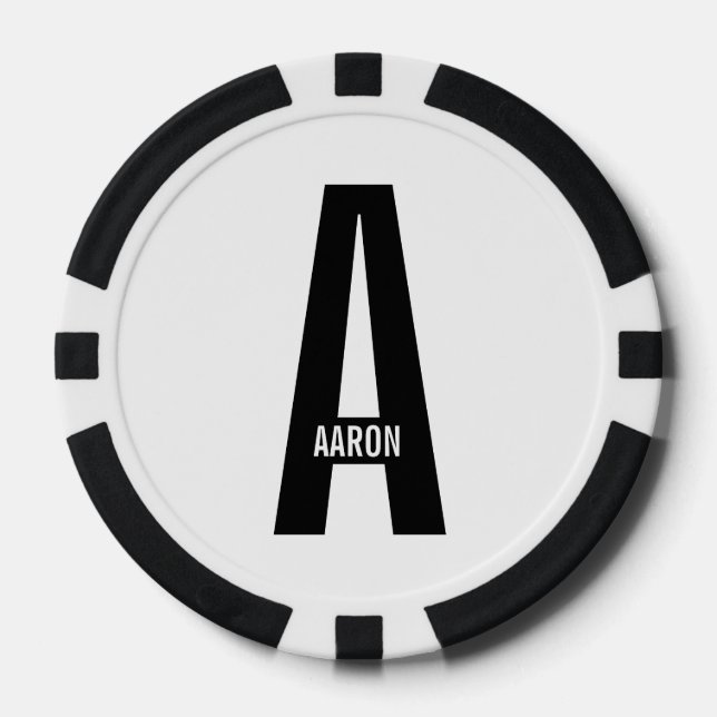 Modernes Personalisiertes Fettmonogramm und Name Pokerchips (Vorderseite)
