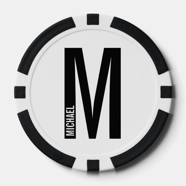 Modernes Personalisiertes Fettmonogramm und Name Pokerchips (Vorderseite)