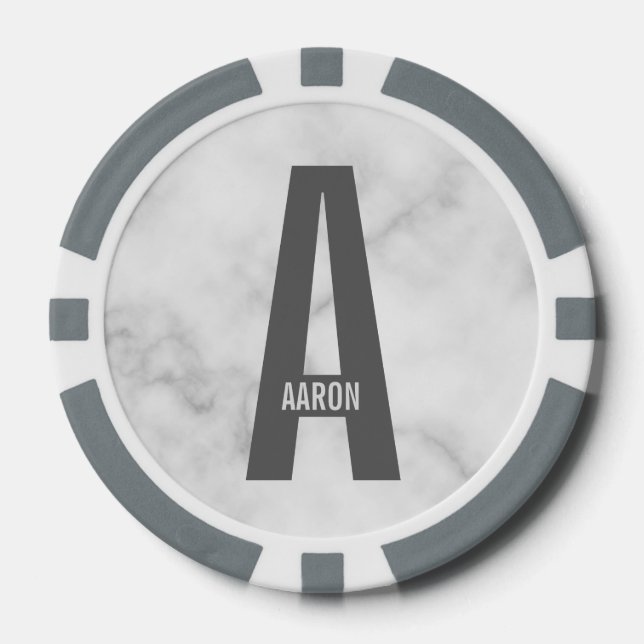 Modernes Personalisiertes Fettmonogramm und Name Pokerchips (Vorderseite)