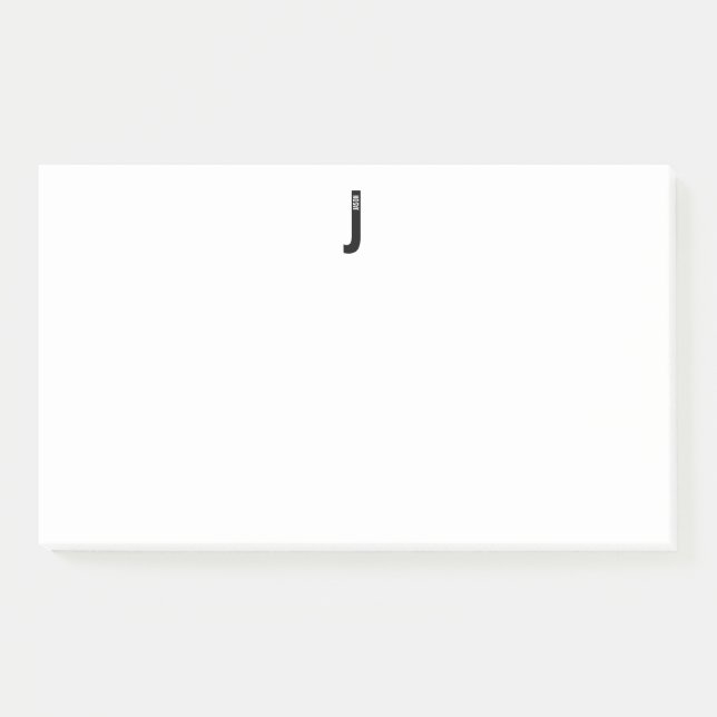 Modernes Personalisiertes Fettmonogramm und Name Post-it Klebezettel (Vorderseite)