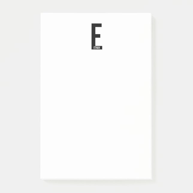 Modernes Personalisiertes Fettmonogramm und Name Post-it Klebezettel (Vorderseite)