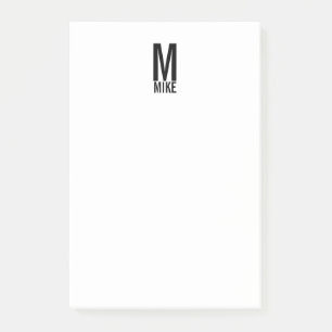 Modernes Personalisiertes Fettmonogramm und Name Post-it Klebezettel