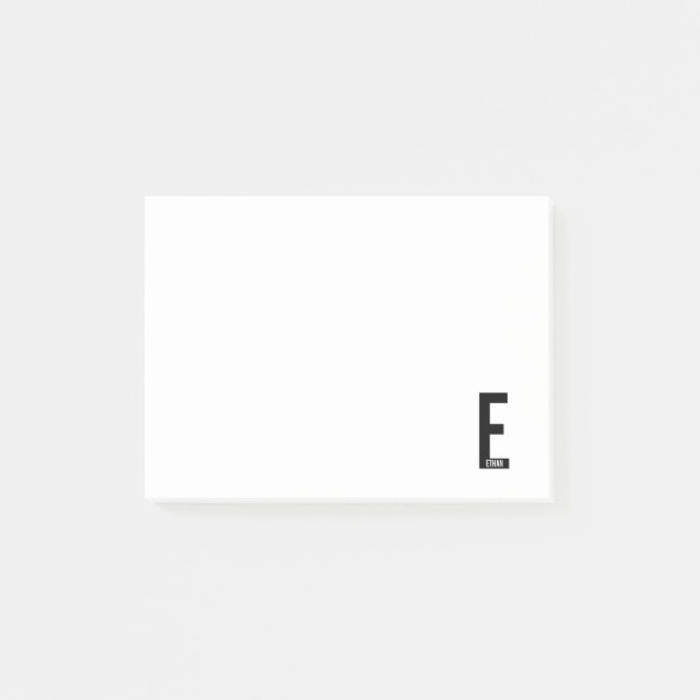 Modernes Personalisiertes Fettmonogramm und Name Post-it Klebezettel (Vorderseite)