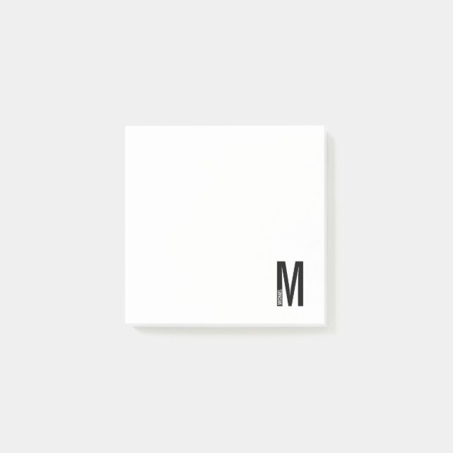 Modernes Personalisiertes Fettmonogramm und Name Post-it Klebezettel (Vorderseite)