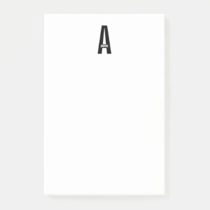 Modernes Personalisiertes Fettmonogramm und Name Post-it Klebezettel