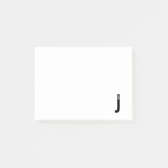 Modernes Personalisiertes Fettmonogramm und Name Post-it Klebezettel (Vorderseite)