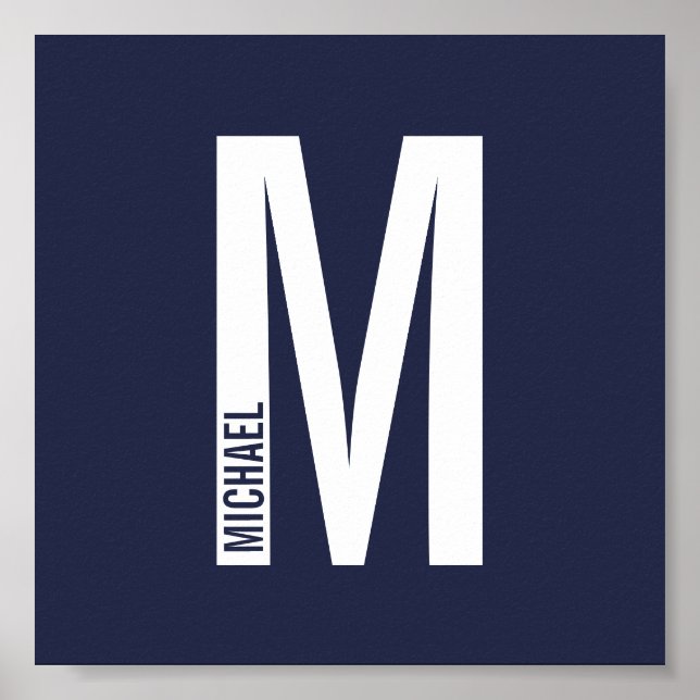 Modernes Personalisiertes Fettmonogramm und Name Poster (Vorne)