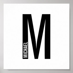 Modernes Personalisiertes Fettmonogramm und Name Poster