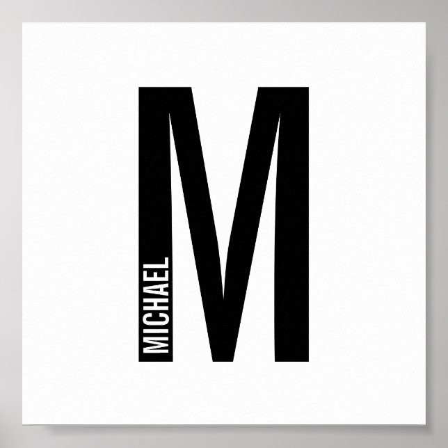 Modernes Personalisiertes Fettmonogramm und Name Poster (Vorne)