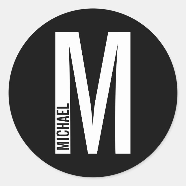 Modernes Personalisiertes Fettmonogramm und Name Runder Aufkleber (Vorderseite)