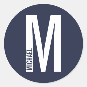 Modernes Personalisiertes Fettmonogramm und Name Runder Aufkleber