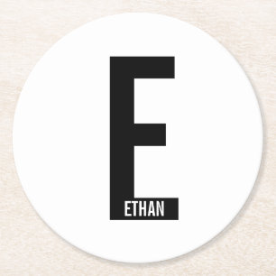 Modernes Personalisiertes Fettmonogramm und Name Runder Pappuntersetzer