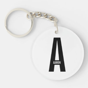 Modernes Personalisiertes Fettmonogramm und Name Schlüsselanhänger