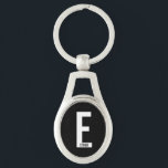 Modernes Personalisiertes Fettmonogramm und Name Schlüsselanhänger<br><div class="desc">Modernes Monogram Design mit personalisiertem Monogramm Buchstaben "E" und Namen im modernen fett formatierten Sans Serif Schriftart Stil. Perfektes Geschenk für ihn,  Vatertagsgeschenk,  Trauzeuge Geschenk und vieles mehr.</div>