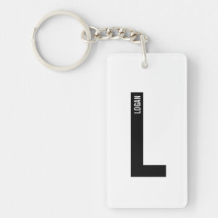 Modernes Personalisiertes Fettmonogramm und Name Schlüsselanhänger