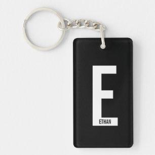 Modernes Personalisiertes Fettmonogramm und Name Schlüsselanhänger
