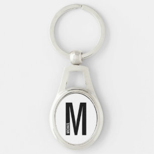 Modernes Personalisiertes Fettmonogramm und Name Schlüsselanhänger