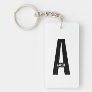 Modernes Personalisiertes Fettmonogramm und Name Schlüsselanhänger