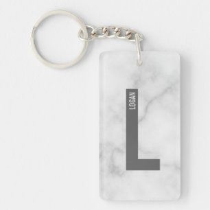 Modernes Personalisiertes Fettmonogramm und Name Schlüsselanhänger